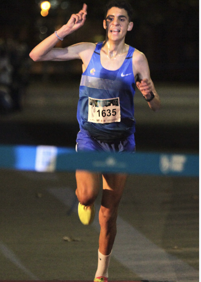 Annasse Mahboub training on the track at Drake University